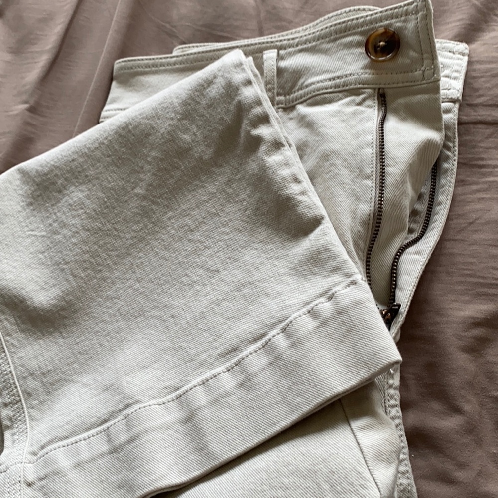 LOFT high waist slim wide leg jean in cream